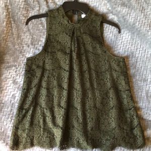 New York & Company Green Sleeveless Blouse